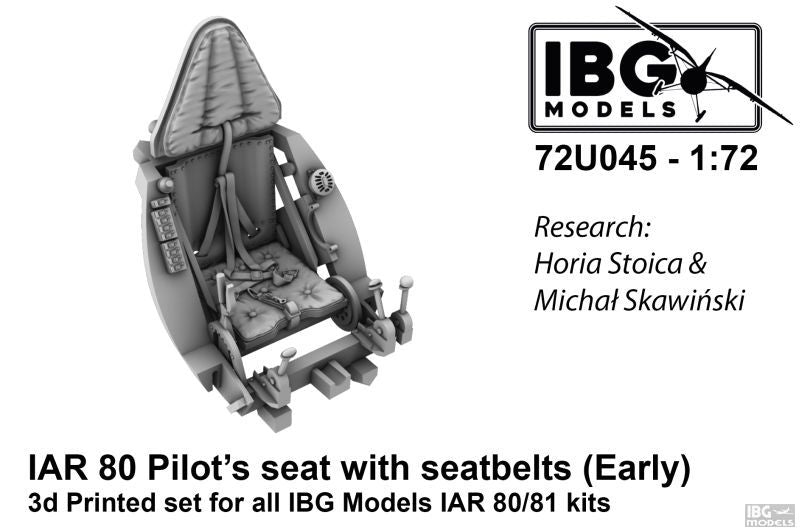 IBG 72U045 Pilot&amp;#39;s Seat with Seatbelts for I.A.R. 80/81 (Early, used until 1941) 1/72
