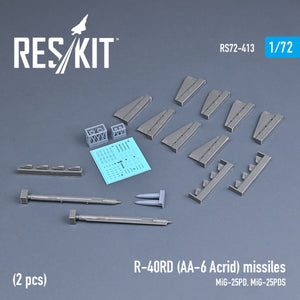 RESKIT RS72-0413 R-40RD (AA-6 ACRID) MISSILES (2 PCS) (3D PRINTED) 1/72 – image 2