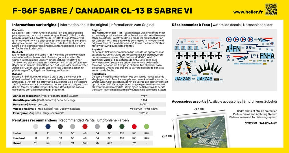 Heller 56277 F-86F SABRE / CANADAIR CL-13 B SABRE VI - Starter Kit 1/72 – zdjęcie 4