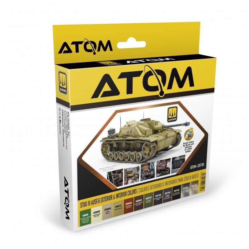 AMMO by Mig Jimenez 20730 ATOM STUG III Ausf.G Exterior &amp;amp; Interior Colors Set 12x20ml