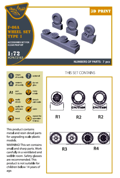 Clear Prop! CPA72163 F-86A wheel set type 1 for CP kits 1/72 – image 2