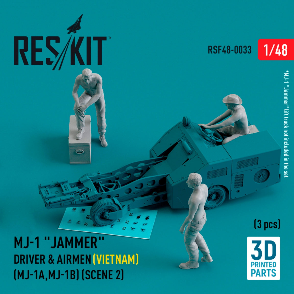 RESKIT RSF48-0033 MJ-1 Jammer Driver airmens (Vietnam) (MJ-1A,MJ-1B) (scene 2) (3 pcs) (3D Printed) 1/48 – image 2
