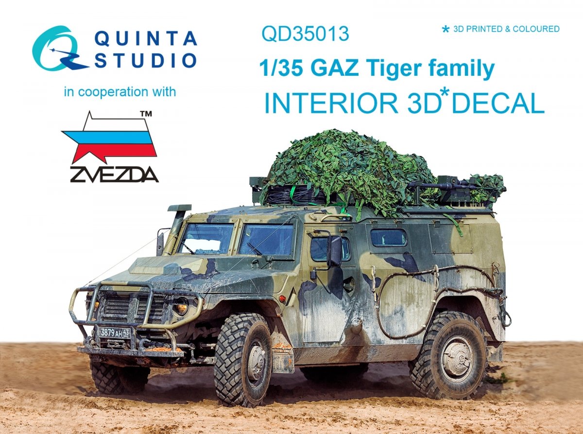 Quinta Studio QD35013 GAZ Tiger family 3D-Printed &amp;amp; coloured Interior on decal paper (for Zvezda kit) 1/35
