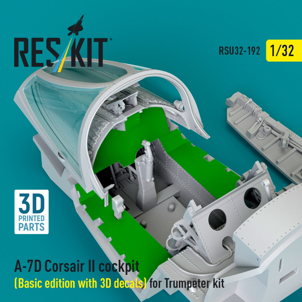 RESKIT RSU32-0192 A-7D Corsair II cockpit (Basic edition with 3D decals) for Trumpeter kit (3D Printed) 1/32