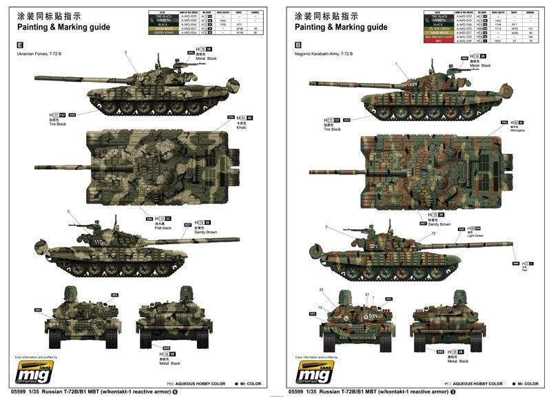 Trumpeter 05599 Russian T-72B/B1 MBT (w/kontakt-1 reactive armor) 1/35 – imagen 2