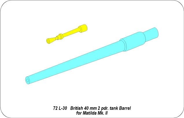 Aber 72L-30 Lufa 40mm 2 pdr. do czołgu Matilda Mk.II / British 40 mm 2 pdr. tank barrel for Matilda Mk.II 1/72 – immagine 5