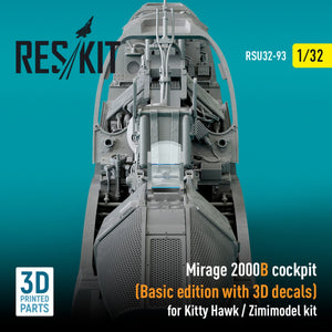 RESKIT RSU32-0093 MIRAGE 2000B COCKPIT (BASIC EDITION WITH 3D DECALS) FOR KITTY HAWK / ZIMIMODEL KIT (3D PRINTED) 1/32 – zdjęcie 3