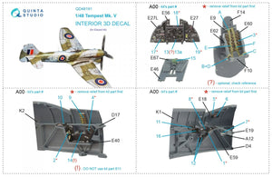 Quinta Studio QD48191 Tempest Mk.V 3D-Printed &amp;amp; coloured Interior on decal paper (Eduard) 1/48 – zdjęcie 12