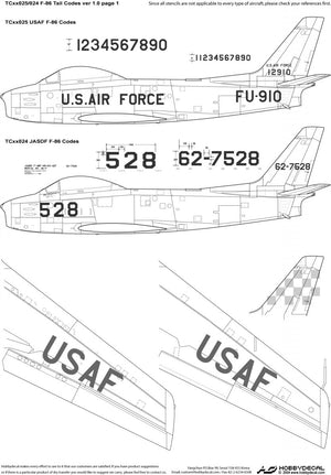 HobbyDecal TC72025V1 USAF F-86 Tail Codes ver 1 1/72 – zdjęcie 2