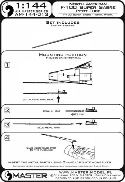 Master AM-144-013 F-100 Super Sabre - Pitot Tube 1/144 – zdjęcie 3