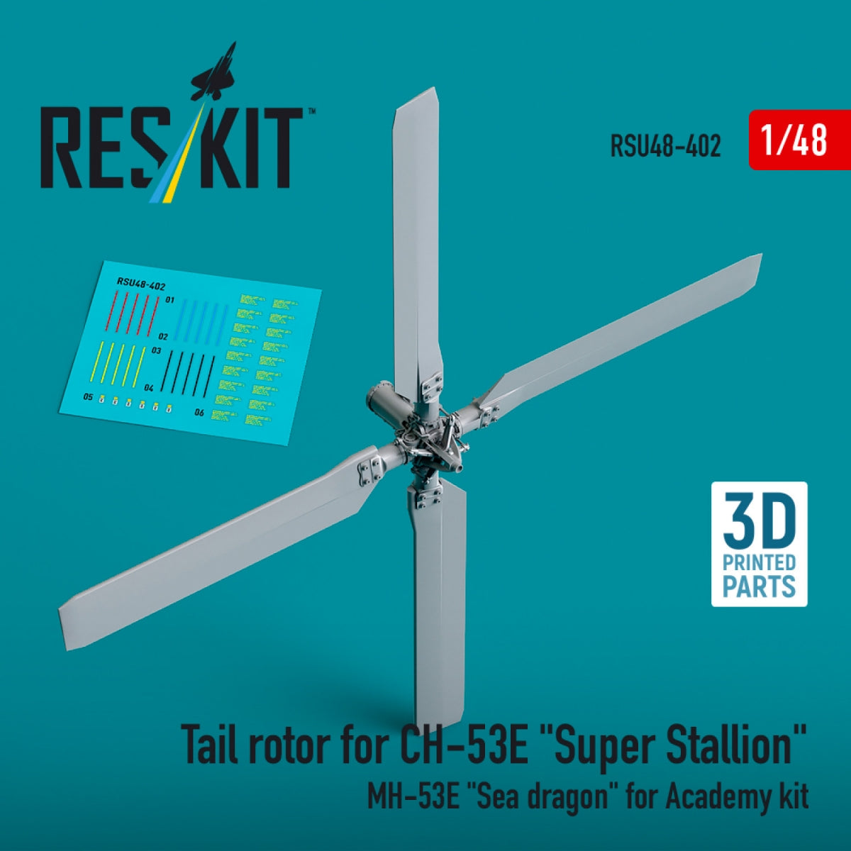 RESKIT RSU48-0402 Tail rotor for CH-53E "Super Stallion", MH-53E "Sea dragon" for Academy kit (3D printed) 1/48