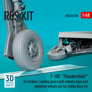 RESKIT RSU48-0338 F-105 Thunderchief air intakes, landing gears with wheels bays and weighted wheels set for Hobby Boss kit (3D Printed) 1/48 – zdjęcie 3