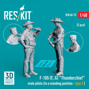RESKIT RSF48-0073 F-105 (F, G) &amp;quot;Thunderchief&amp;quot; male pilots (in a standing position - type 2) (2 pcs) (3D Printed) 1/48