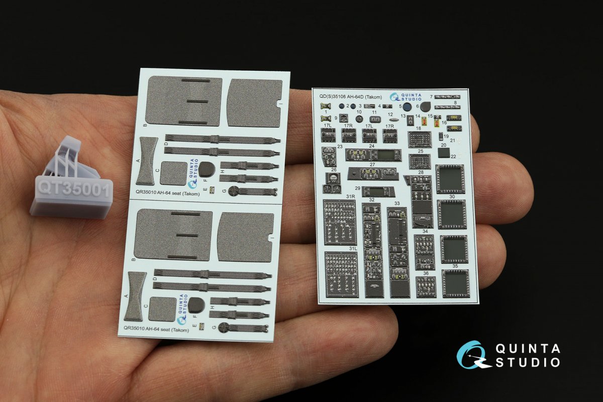 Quinta Studio QD+35106 AH-64D 3D-Printed &amp;amp; colored Interior on decal paper (Takom) (with 3D-printed resin parts) 1/35 – image 4