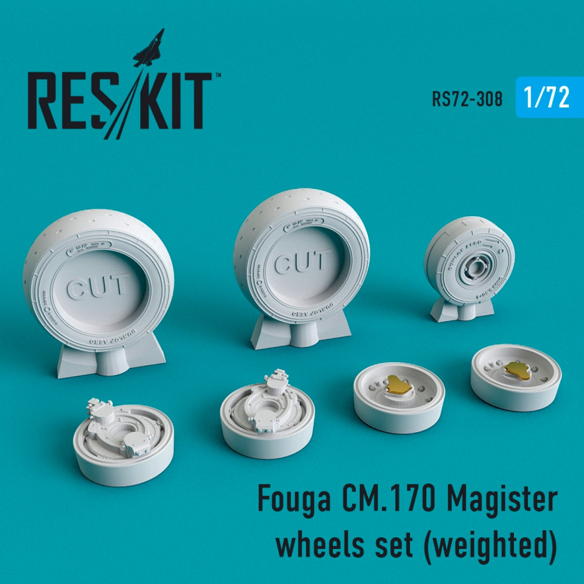 RESKIT RS72-0308 FOUGA CM.170 MAGISTER WHEELS SET (WEIGHTED) 1/72 – zdjęcie 2