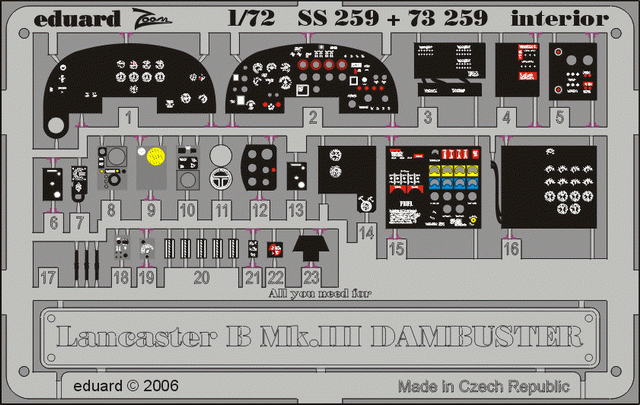 Eduard SS259 Lancaster B Mk. III Dambuster interior 1/72 HASEGAWA