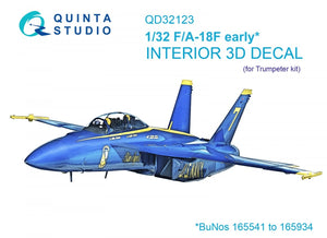 Quinta Studio QD32123 F/A-18F early 3D-Printed &amp;amp; coloured Interior on decal paper (Trumpeter) 1/32