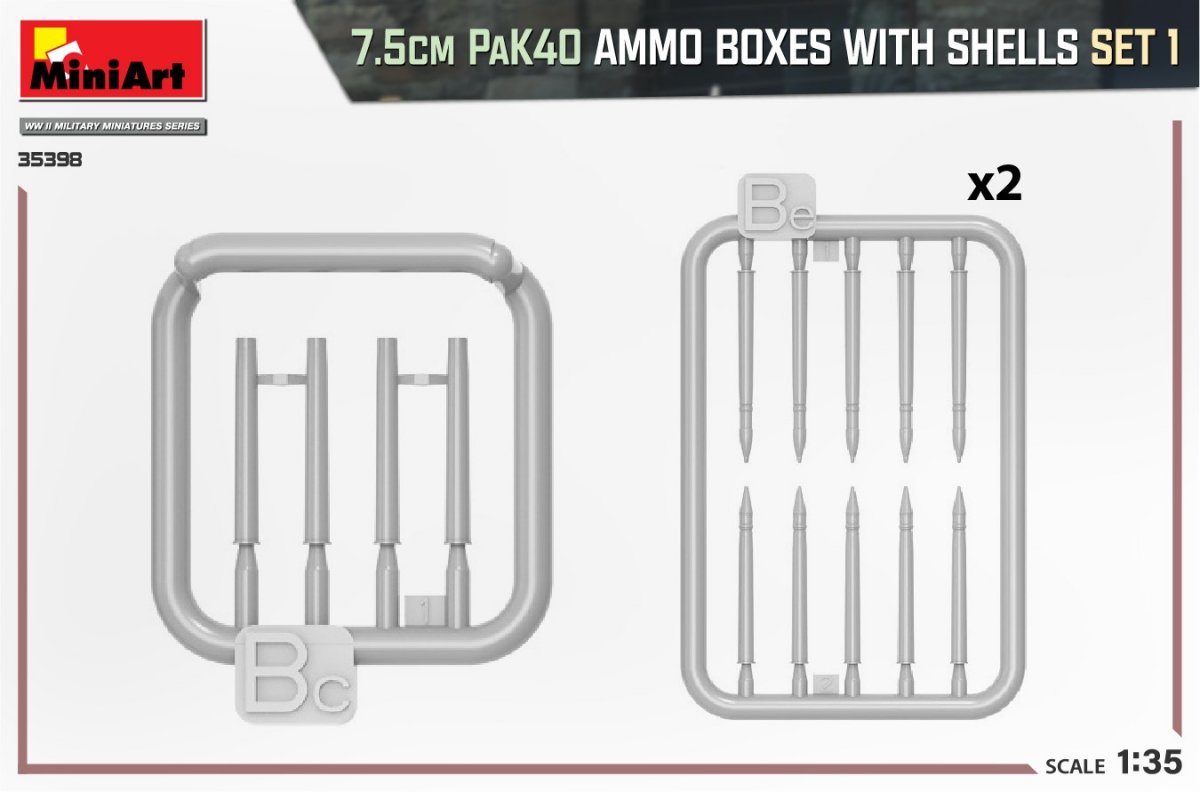 MiniArt 35398 7.5cm PaK40 AMMO BOXES WITH SHELLS SET 1 1/35 – image 3