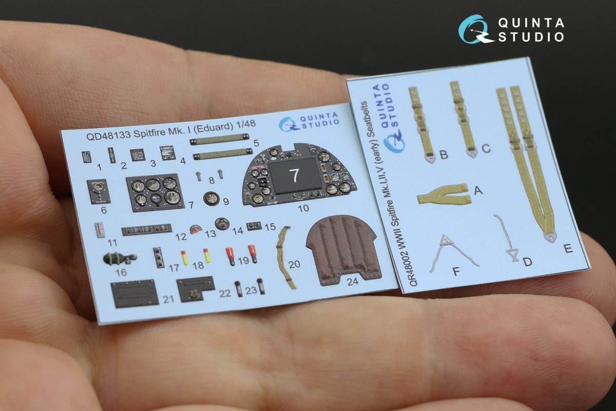 Quinta Studio QD48133 Spitfire Mk.I 3D-Printed &amp;amp; coloured Interior on decal paper (Eduard) 1/48 – zdjęcie 7