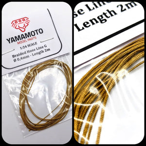 Yamamoto Model Parts YMPTUN76 Braided Hose Line Gold 0,4mm 2m 1/24 – zdjęcie 3