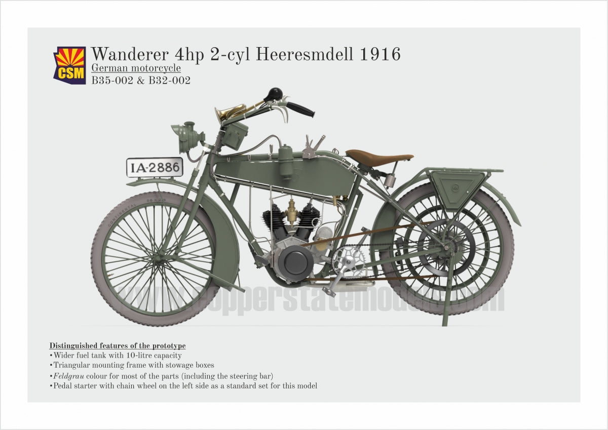 Copper State Models B35-002 Wanderer 4PS 1916 Motorcycle 1/35 – zdjęcie 4