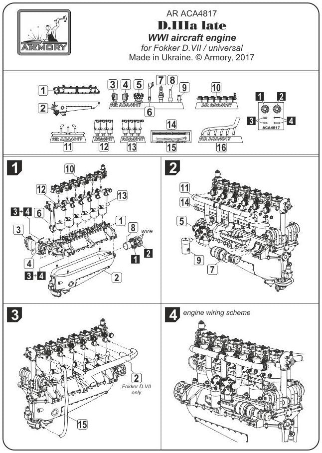 Armory Models ACA4817 German WWI Aircraft Engine mod. D.IIIa 1/48 – zdjęcie 8