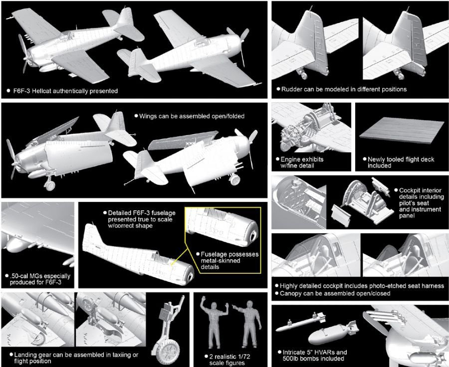Cyber Hobby 5117 F6F-3 Hellcat w/Flight Deck 1/72 – Bild 2