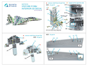 Quinta Studio QD72215 F-15D/F-15DJ Eagle 3D-Printed &amp;amp; coloured Interior on decal paper (Fine Molds) 1/72 – immagine 12