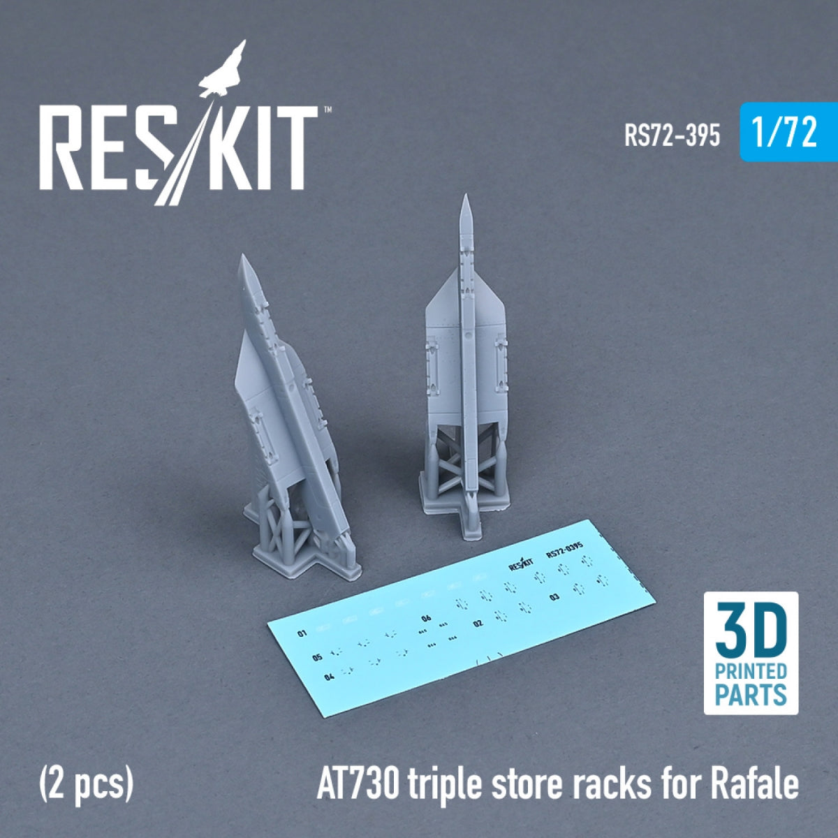 RESKIT RS72-0395 AT730 TRIPLE STORE RACKS FOR RAFALE (2 PCS) (3D PRINTED) 1/72 – zdjęcie 2