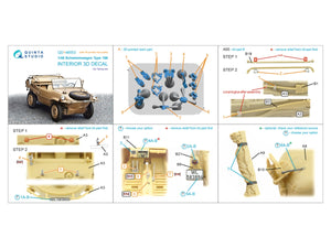 Quinta Studio QD+48553 Schwimmwagen type 166 3D-Printed &amp;amp; coloured Interior on decal paper (Tamiya) (with 3D-printed resin parts) 1/48 – zdjęcie 13