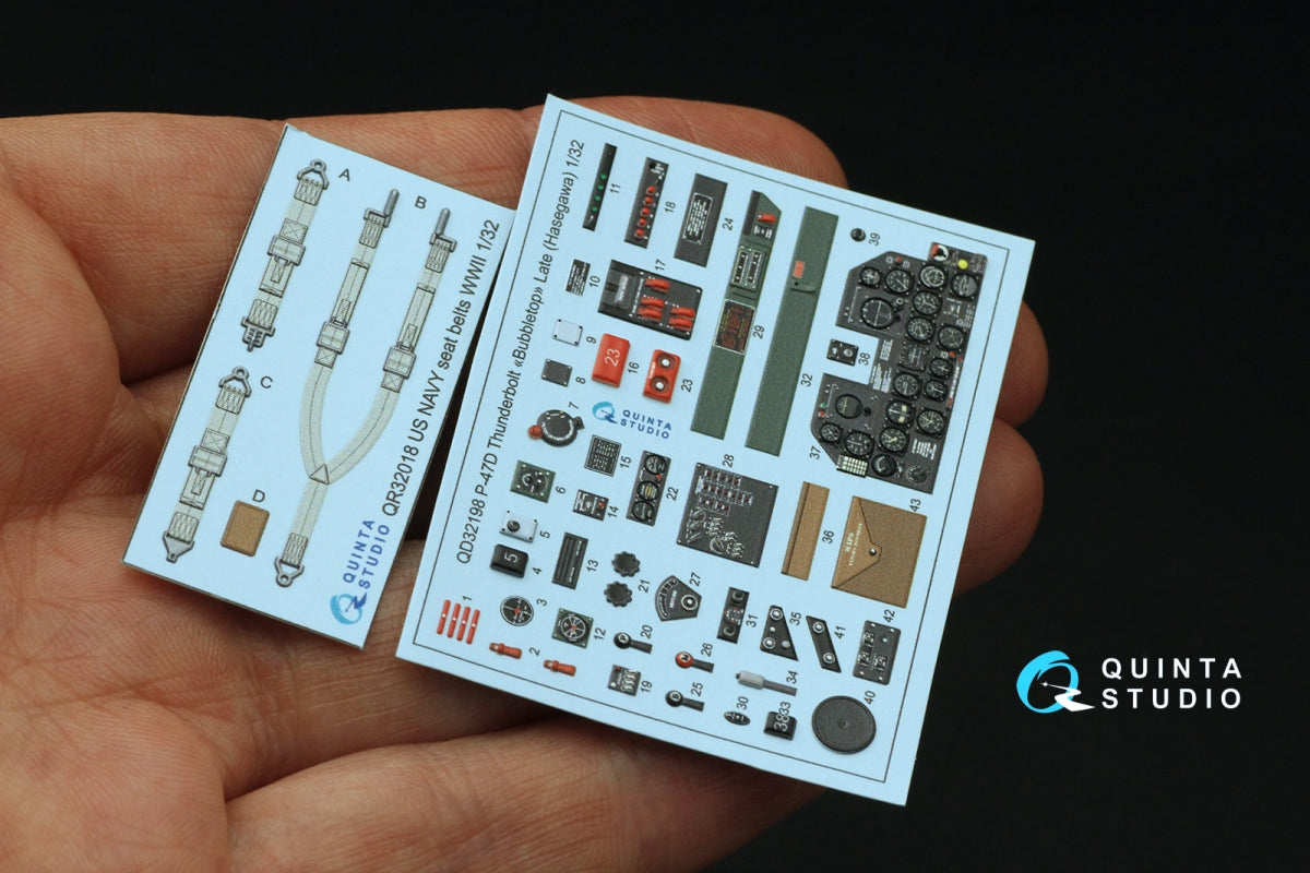 Quinta Studio QD32198 P-47D Thunderbolt Bubbletop Late 3D-Printed colored Interior on decal paper (Hasegawa) 1/32 – image 2