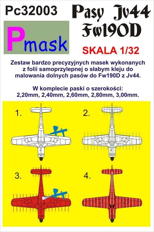 P-Mask PC32003 MASKI DO MALOWANIA DOLNYCH PASÓW FW190D JV44 1/32