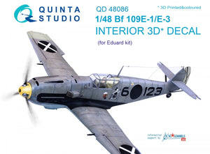 Quinta Studio QD48086 Bf 109E-1/E-3 3D-Printed &amp;amp; coloured Interior on decal paper (for Eduard kit) 1/48