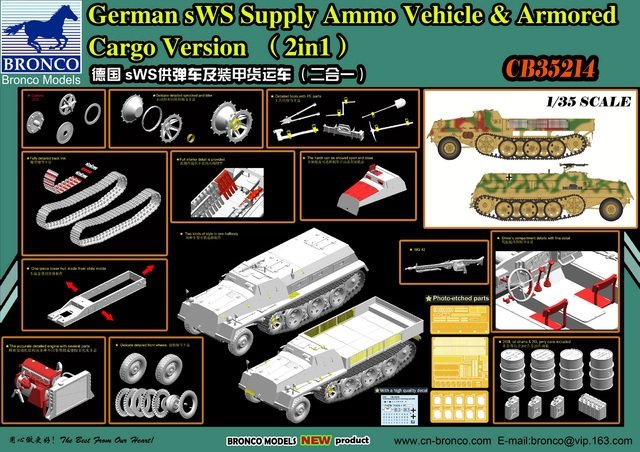 Bronco CB35214 German sWS Supply Ammo Vehicle / Armored Cargo Version 1/35 – zdjęcie 2