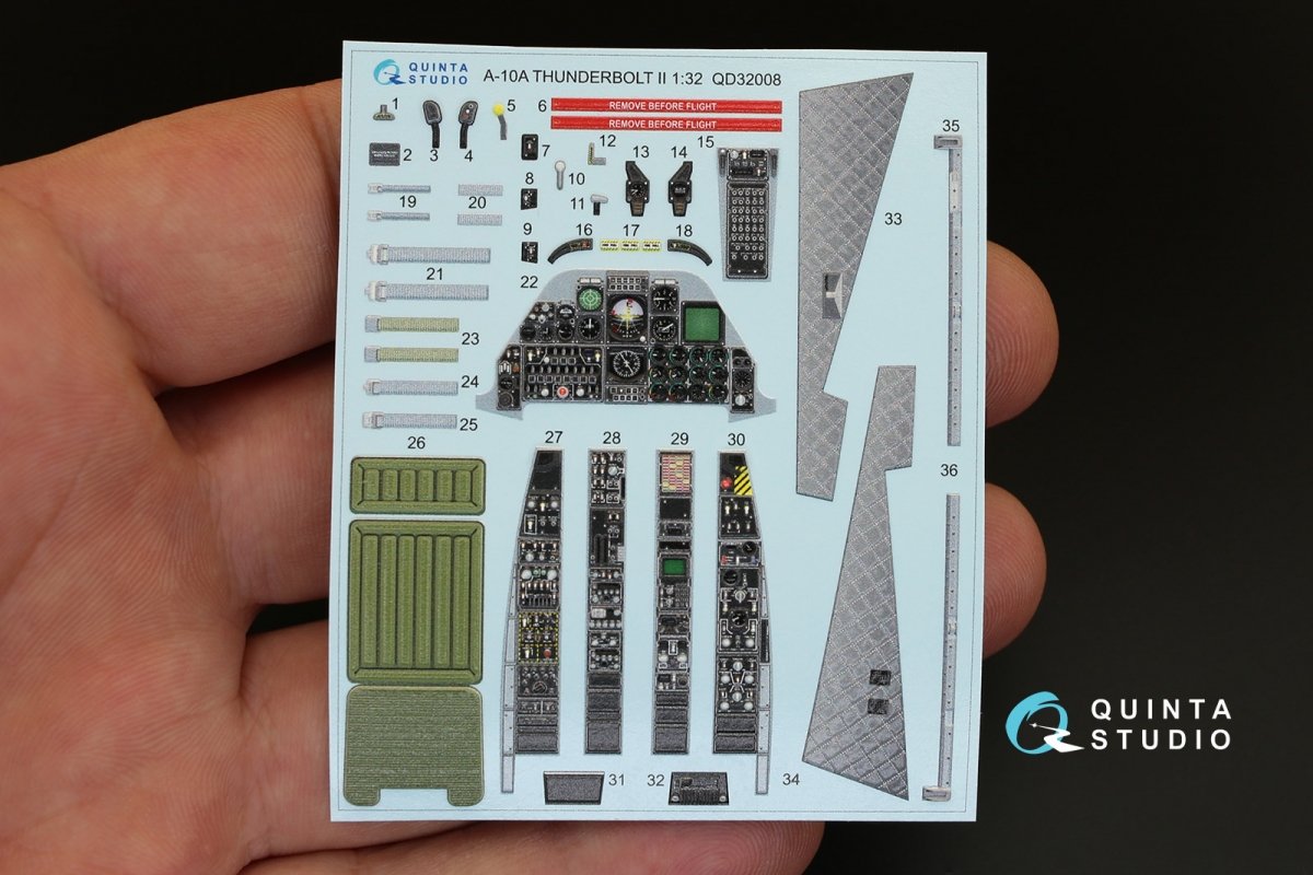 Quinta Studio QD32008 A-10A 3D-Printed &amp;amp; colored Interior on decal paper (for Trumpeter kit) 1/32 – image 2