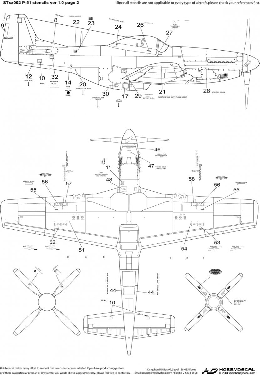 HobbyDecal ST48002V1 P-51 Stencils ver 1 1/48 – zdjęcie 3