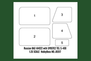 Hobby Boss 85517 Russian BAZ-64022 with 5P85TE2 TEL S-400 1/35 – image 4