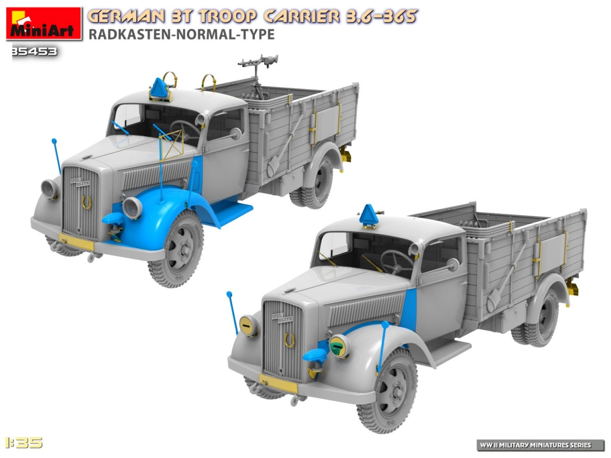 Miniart 35453 German 3t Troop Carrier 3.6-36S Radkasten-Normal-Type 1/35 – zdjęcie 11