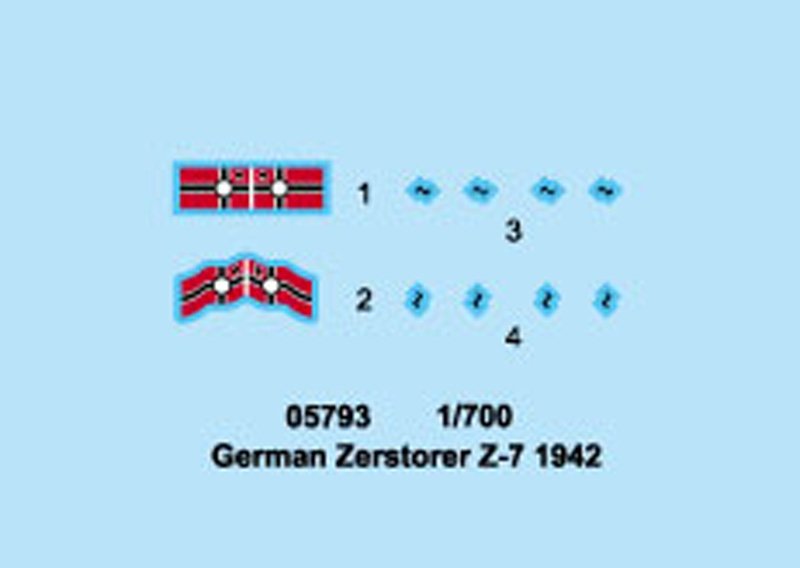 Trumpeter 05793 German Zerstorser Z-7 1942 1/700 – zdjęcie 4