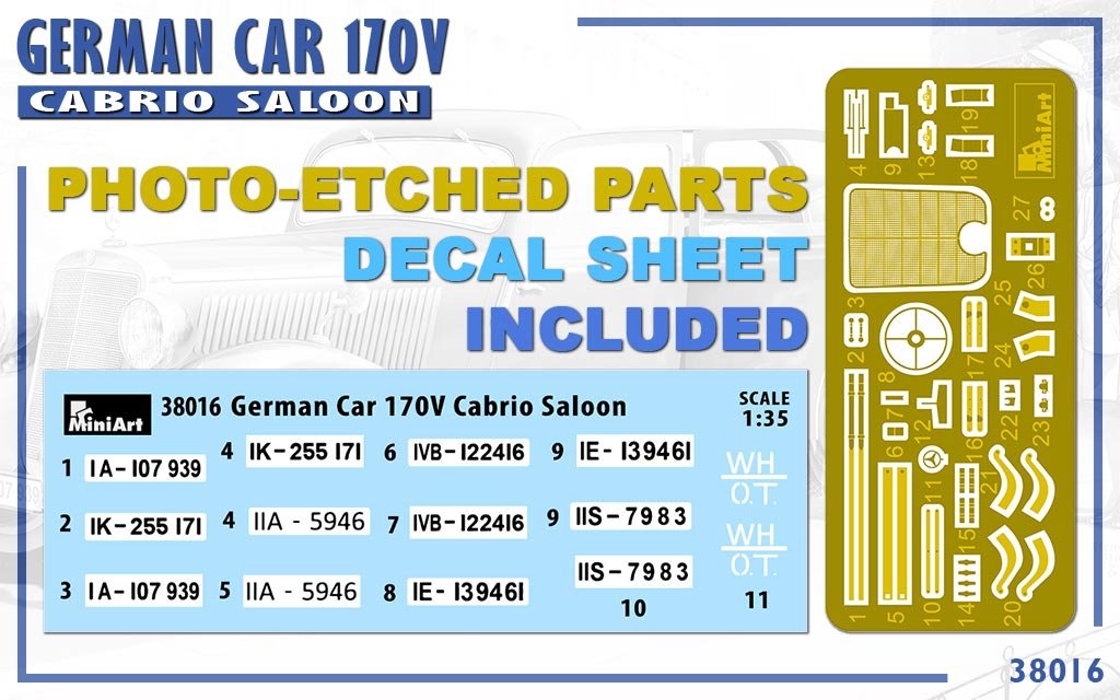 MiniArt 38016 GERMAN CAR 170V CABRIO SALOON 1/35 – zdjęcie 13