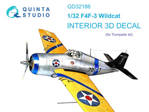 Quinta Studio QD32186 F4F-3 Wildcat 3D-Printed colored Interior on decal paper (Trumpeter) 1/32