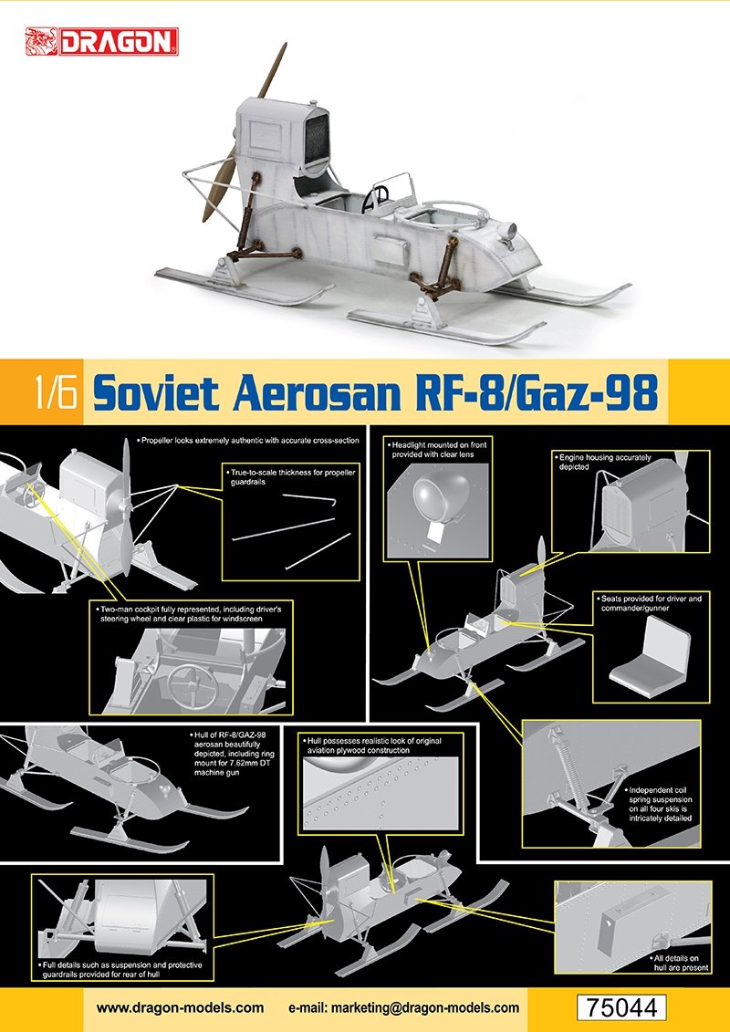 Dragon 75044 Soviet Aerosan Rf-8/Gaz-98 1/6 – zdjęcie 2