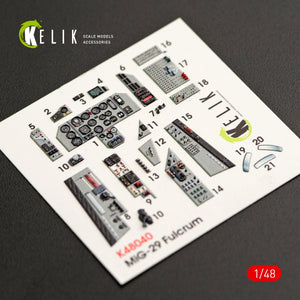 KELIK K48040 MIG-29A (9-12) FULCRUM INTERIOR 3D DECALS FOR GWH KIT 1/48 – immagine 2
