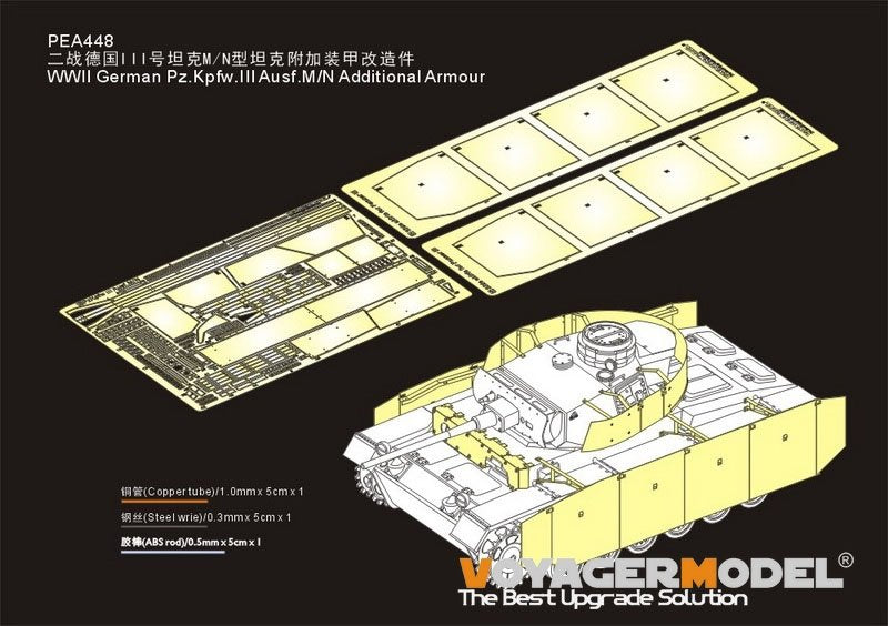 Voyager Model PEA448 WWII German Pz.Kpfw.III Ausf.M/N Additional Armor (For TAKOM) 1/35