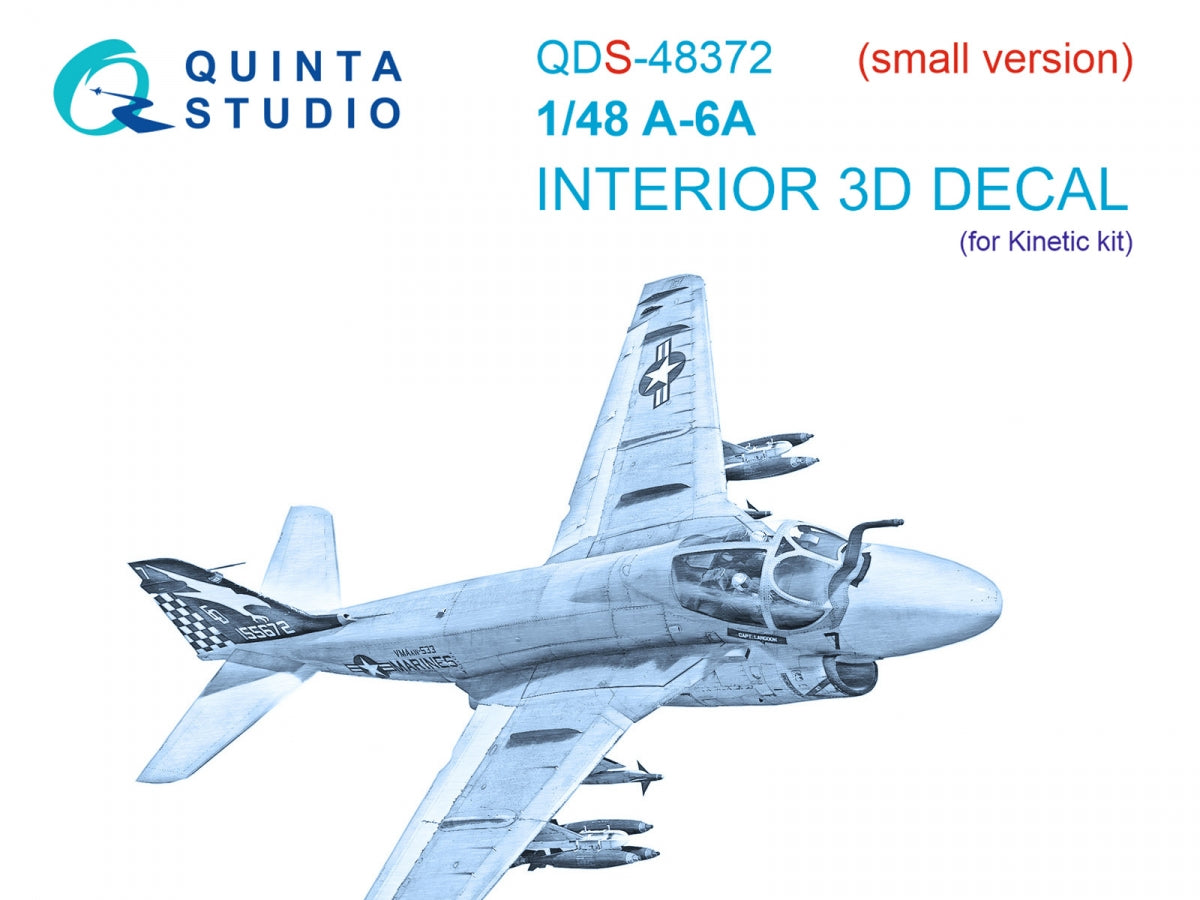 Quinta Studio QDS-48372 A-6A 3D-Printed &amp;amp; colored Interior on decal paper (Kinetic) (Small version) 1/48