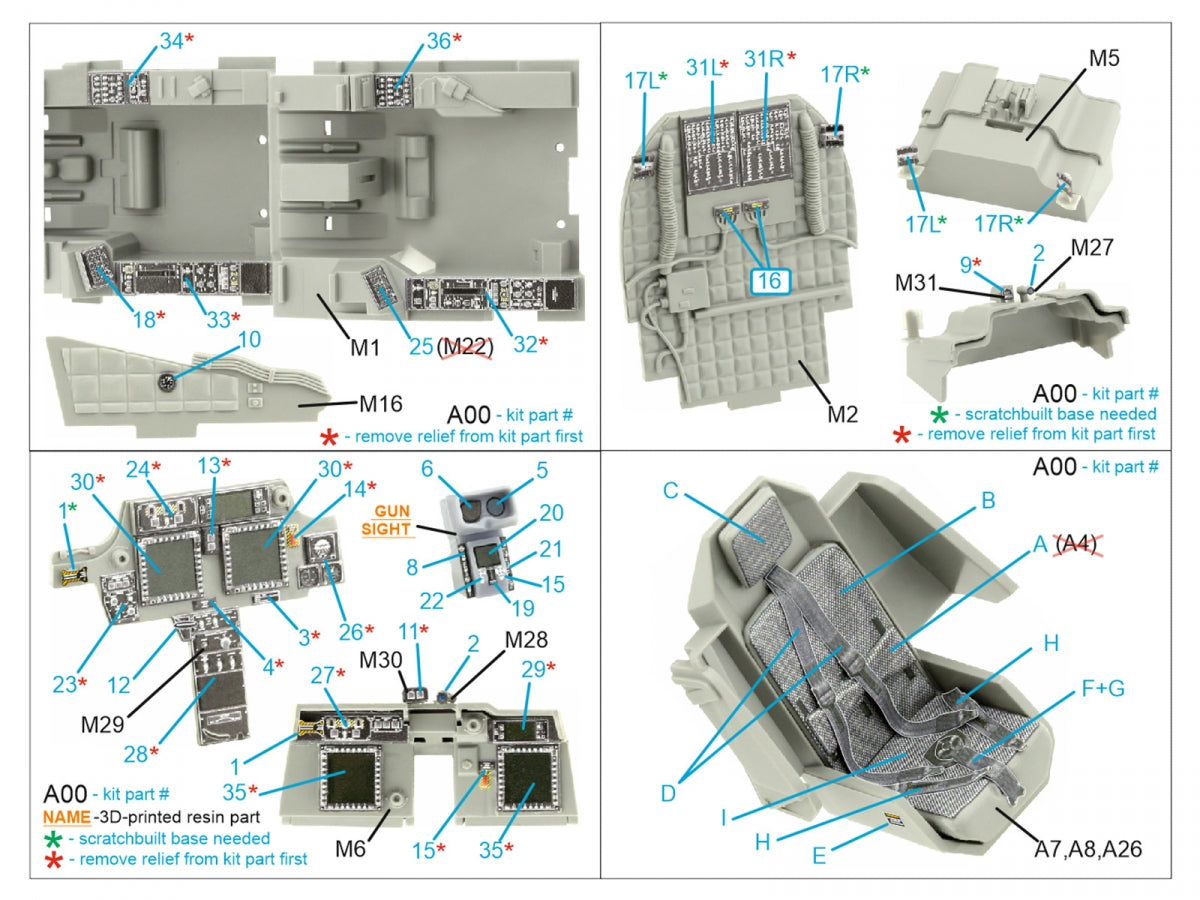 Quinta Studio QD+35106 AH-64D 3D-Printed &amp;amp; colored Interior on decal paper (Takom) (with 3D-printed resin parts) 1/35 – image 2