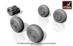 Armory Models AW72045 Sukhoj Su-32FN / Su-34 Fullback wheels w/ weighted tires, front mudguard 1/72 – zdjęcie 3