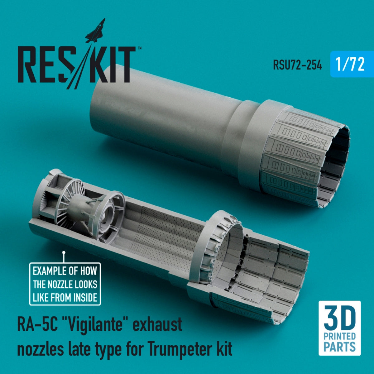 RESKIT RSU72-0254 RA-5C &amp;quot;VIGILANTE&amp;quot; EXHAUST NOZZLES LATE TYPE FOR TRUMPETER KIT (3D PRINTED) 1/72