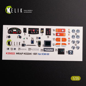 KELIK K35022 Kozak-001 Ukrainian MRAP 3D decals for ICM kit 1/35 – immagine 3