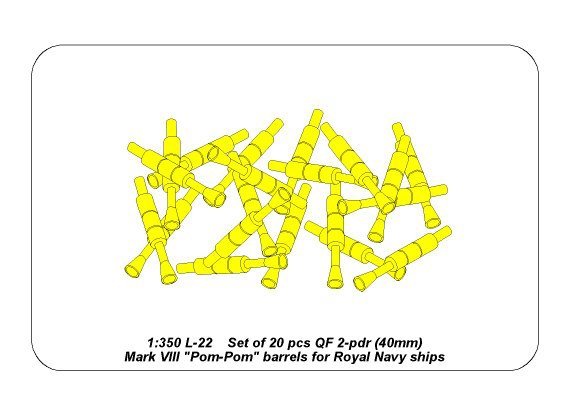 Aber 350L-22 Set of 20 pcs QF 2-pdr 40 mm Mk.VIII Pom Pom barrels for Royal Navy ships 1/350 – zdjęcie 6